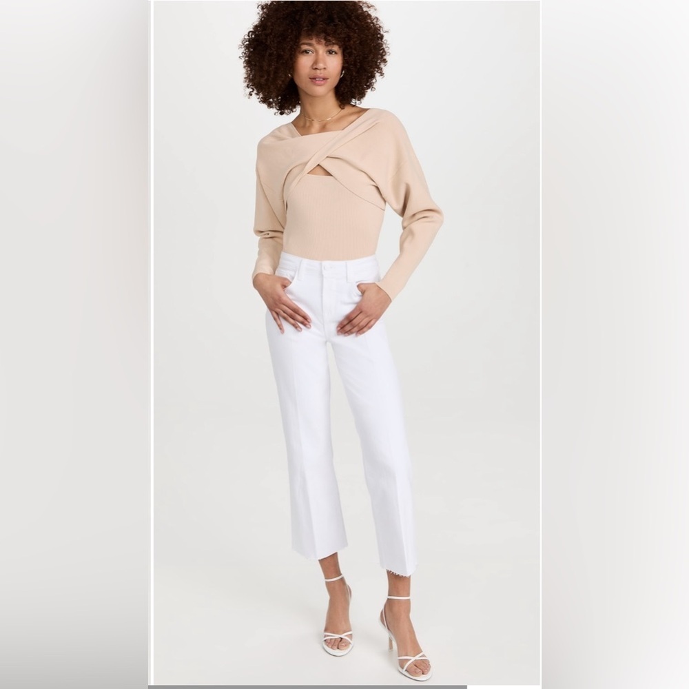 NWT L’Agence Wanda Crop Wide Leg Jeans in Blanc Size 28- Mid-Rise Relaxed Denim - Picture 5 of 8